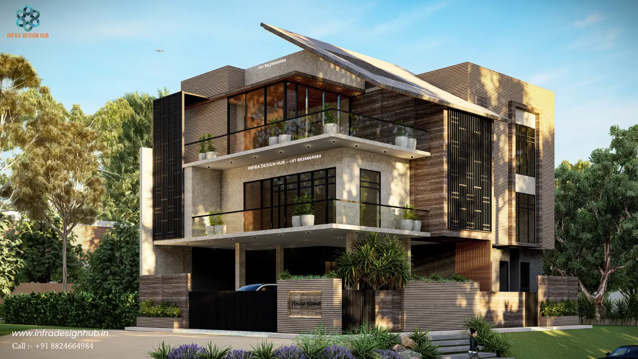 Bungalow & villa house design drawings with 2D layouts, 3D elevations & structural details