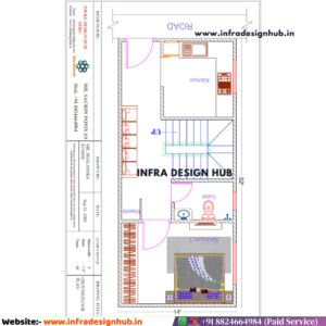14x32 Sqft Floor Plan with 3BHK small house layout on 448 sqft plot