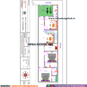 19x73 sqft floor plan with spacious 3BHK ground floor house layout on 1387 sqft plot