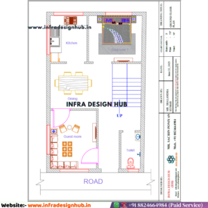 20x33 sqft floor plan with compact 2BHK ground floor house layout on 660 sqft plot