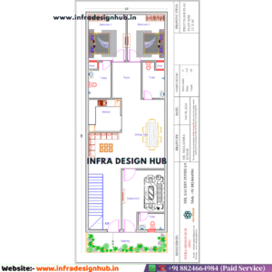 23x68 sqft modern house design floor plan for residential construction by Infra Design Hub