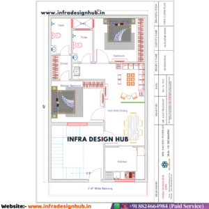Modern 25x42 sqft house design with compact floor plan and elevation by Infra Design Hub