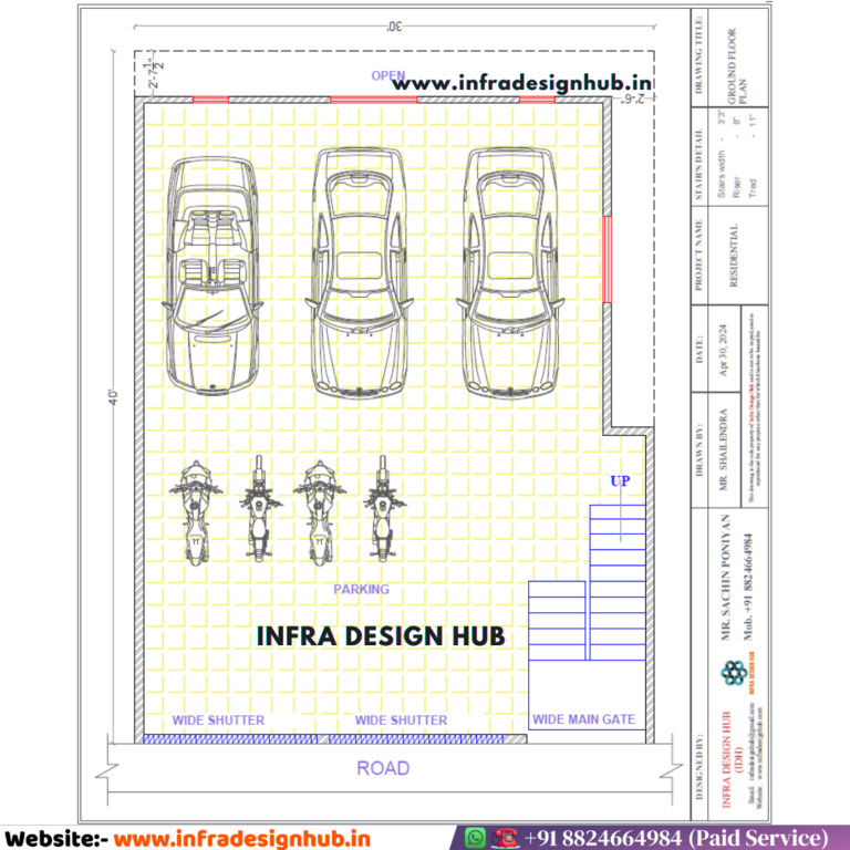 30x40 Sqft Floor Plan - (PDF + CAD)