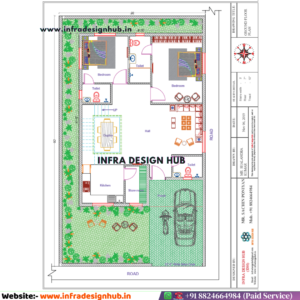 35x60 sqft floor plan with G+1 duplex house design featuring 2BHK ground floor and 1BHK first floor