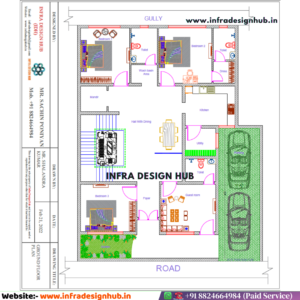 47x60 sqft floor plan with ground floor 4BHK house layout for large residential plot