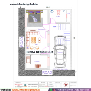 22.5x29 sqft house design with compact floor plan by Infra Design Hub