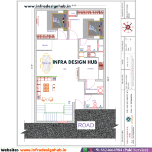 27.5x44.5 sqft house design floor plan with modern layout by Infra Design Hub