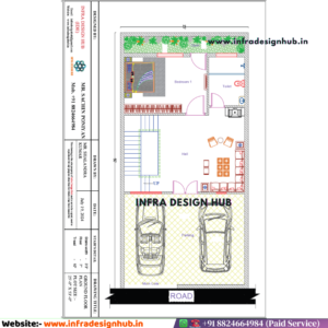 25x50 Sqft Floor Plan for residential construction by Infra Design Hub