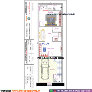 17x55 Sqft Floor Plan for narrow plot by Infra Design Hub