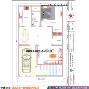 25x40 Sqft Floor plan with 1000 sqft layout by Infra Design Hub
