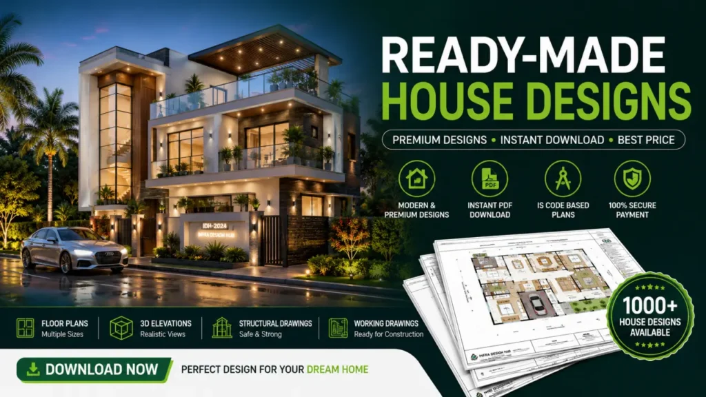 Ready-Made House Designs & working packages with Architectural & Structural Drawings, Floor Plans and 3D Elevation