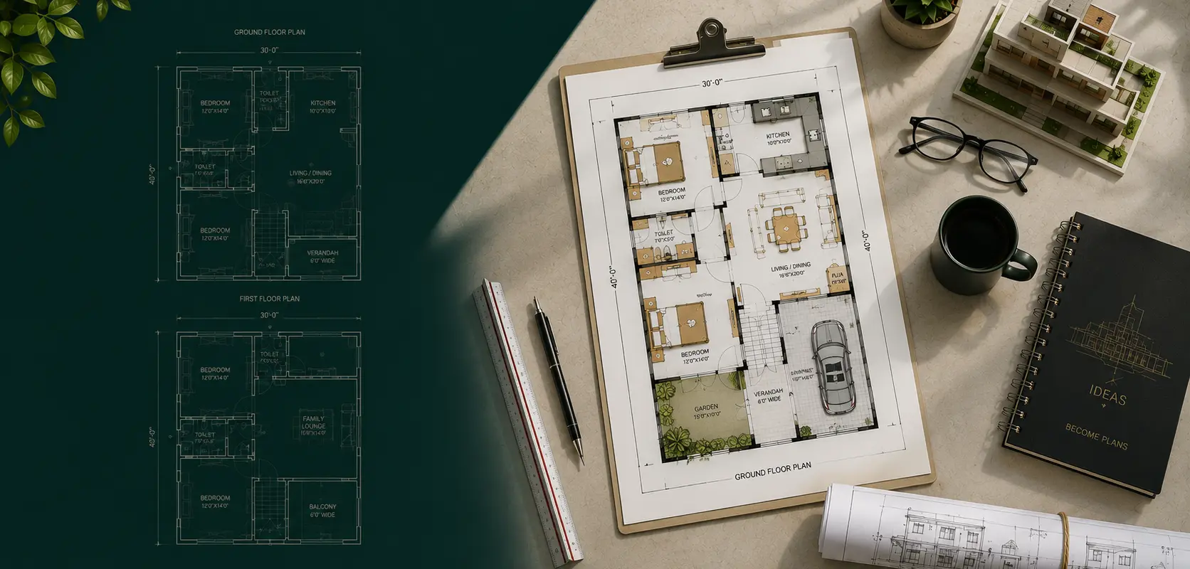 Ready-Made House Plans with Dimensions for Different Plot Sizes