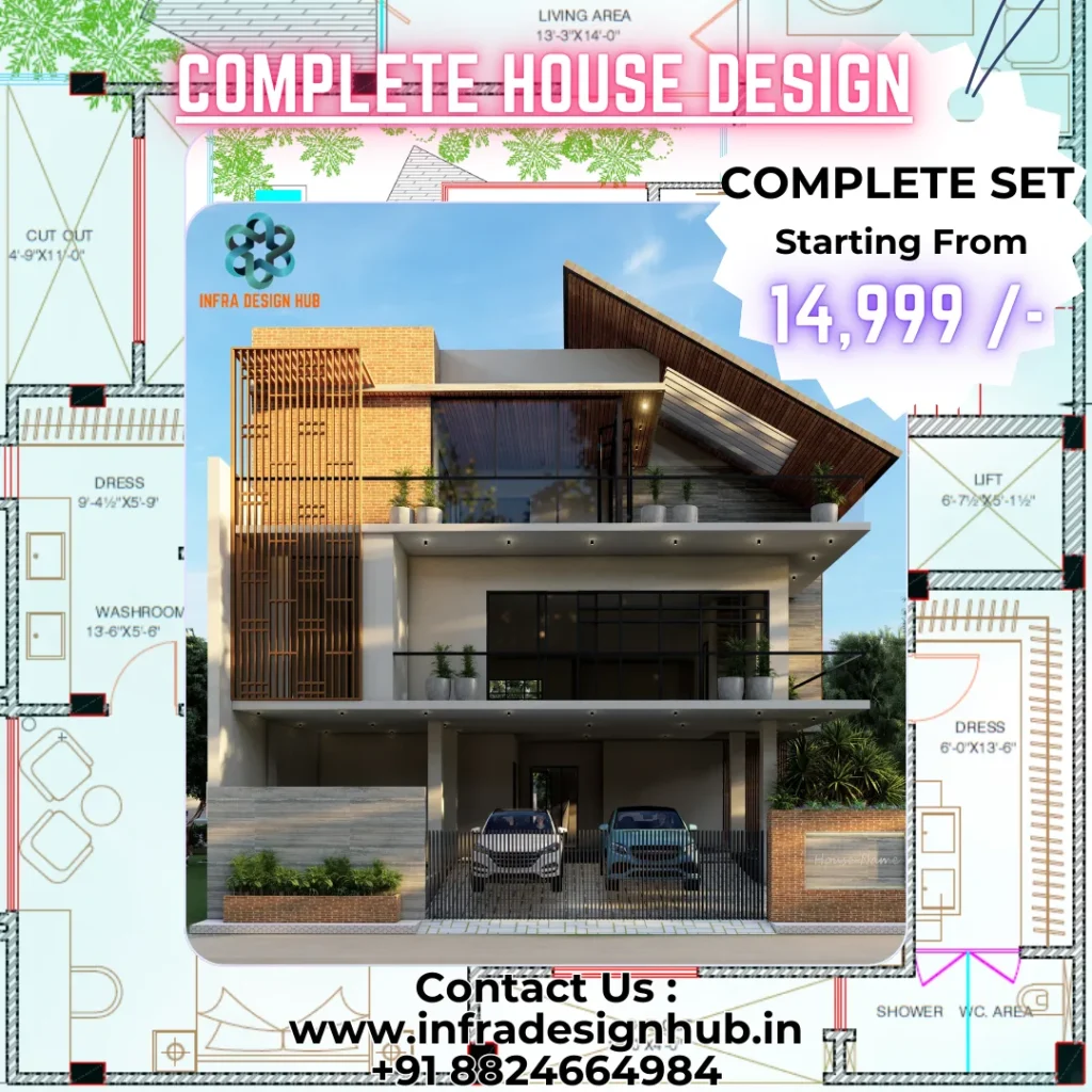 Complete House Design Package including Floor Plan, Elevation, Structural Drawings and 3D Design by Infra Design Hub