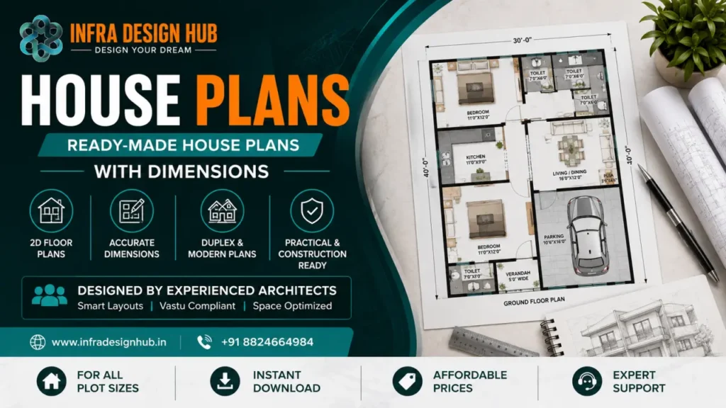 Ready-Made House Plans with Dimensions by Infra Design Hub