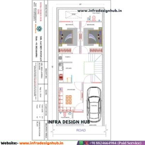 20x50 house plan - 2BHK duplex with car parking