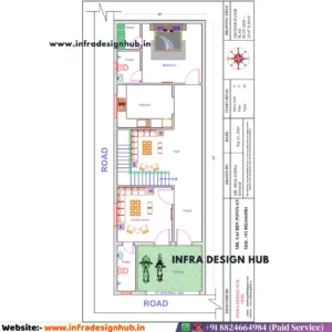 20x60 2BHK house plan with parking and guest room