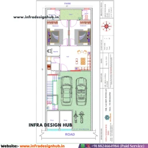 23x60 house plan with West Facing 2BHK portions
