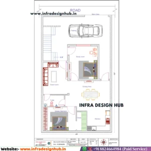 30x50 House Plan – 1500 Sq Ft 3BHK North Facing with Car Parking