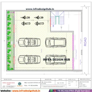 40x50 house plan with parking and 3bhk + guest room