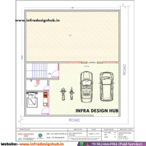 45x50 house plan with two 2BHK rental portions